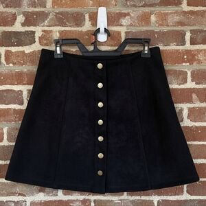 Wishlist Black Button Front Mini Skirt | Size M | Gold Buttons